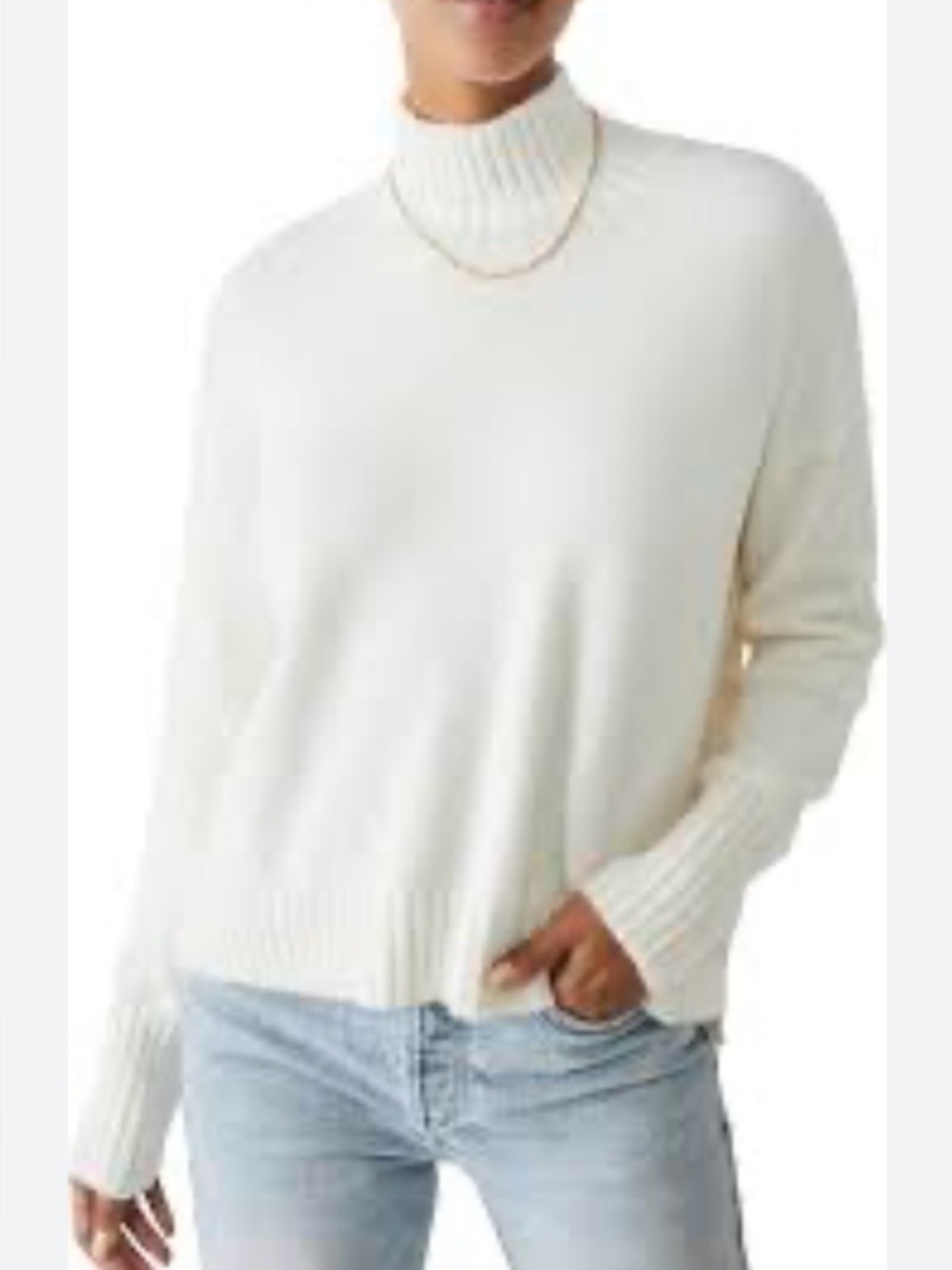Free People Crop Cream Mock Neck Slouchy Boxy Knit Sweater XS A166